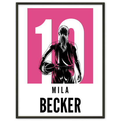 Personalisiertes Poster Basketball Basketballerin Geschenk für Mädchen Turnier
