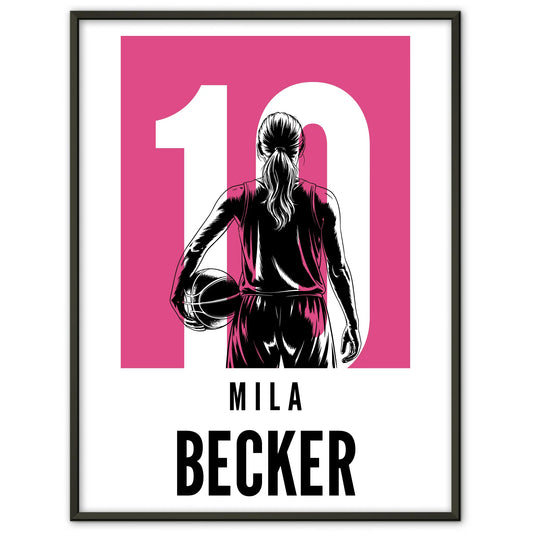 Personalisiertes Poster Basketball Basketballerin Geschenk für Mädchen Turnier