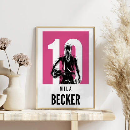 Personalisiertes Poster Basketball Basketballerin Geschenk für Mädchen Turnier