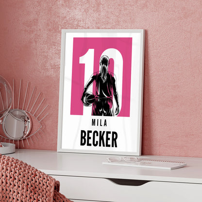 Personalisiertes Poster Basketball Basketballerin Geschenk für Mädchen Turnier