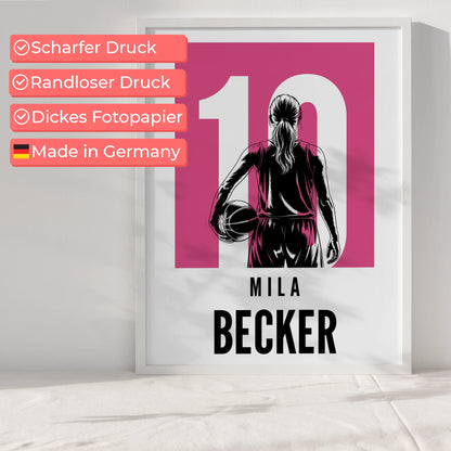 Personalisiertes Poster Basketball Basketballerin Geschenk für Mädchen Turnier