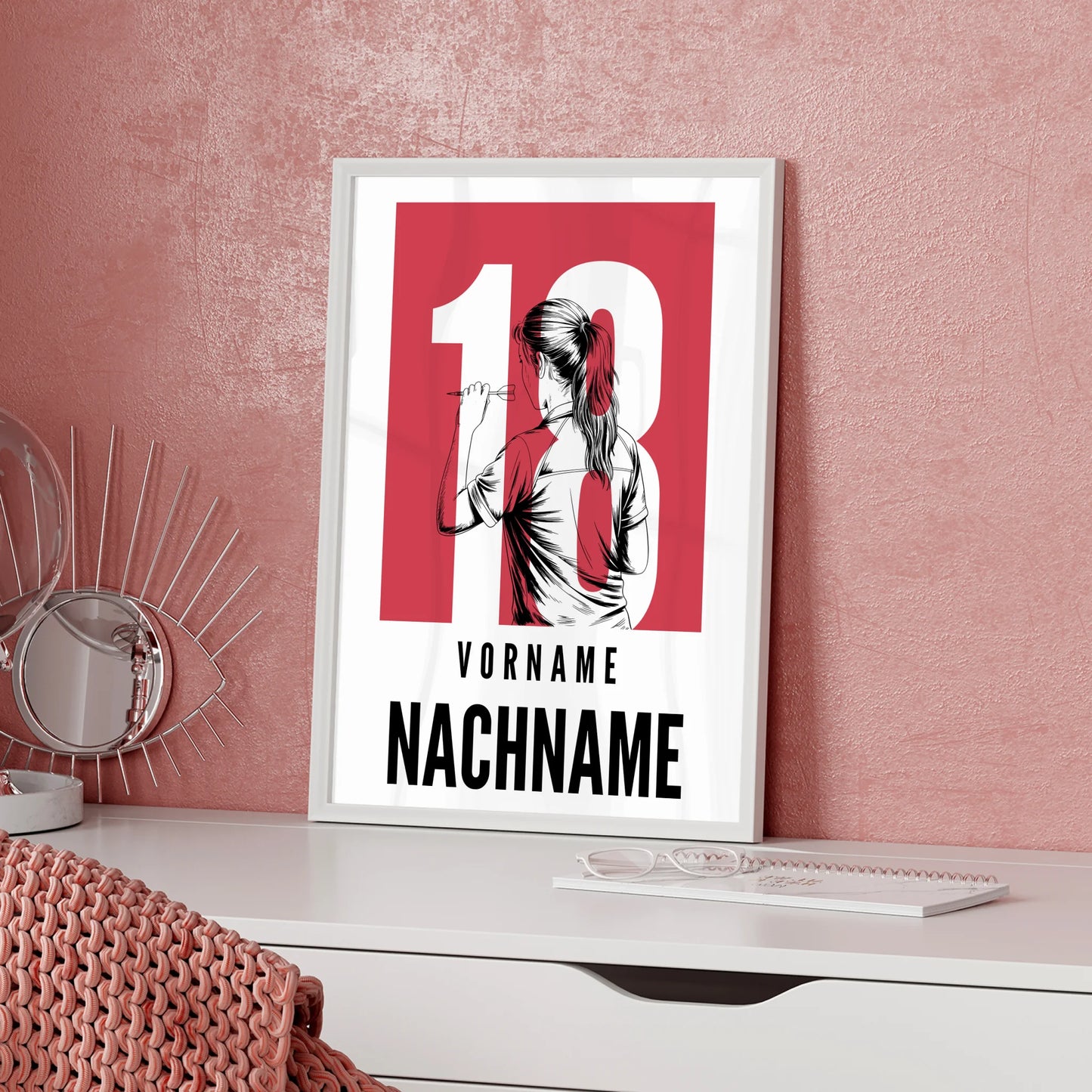 Personalisiertes Poster Dart Dartspielerin Geschenk für Tochter