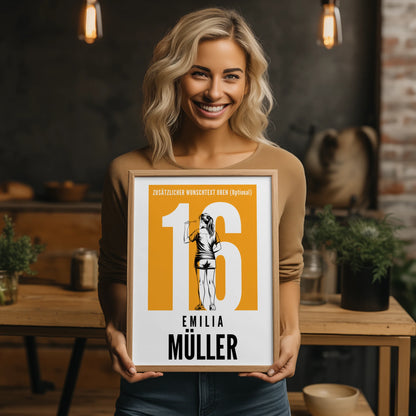 Poster Personalisiert Dart Dartspielerin Geschenk für Mädchen Turnier