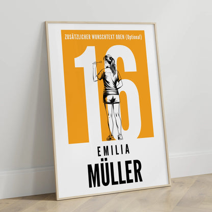 Poster Personalisiert Dart Dartspielerin Geschenk für Mädchen Turnier