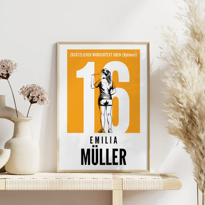 Poster Personalisiert Dart Dartspielerin Geschenk für Mädchen Turnier