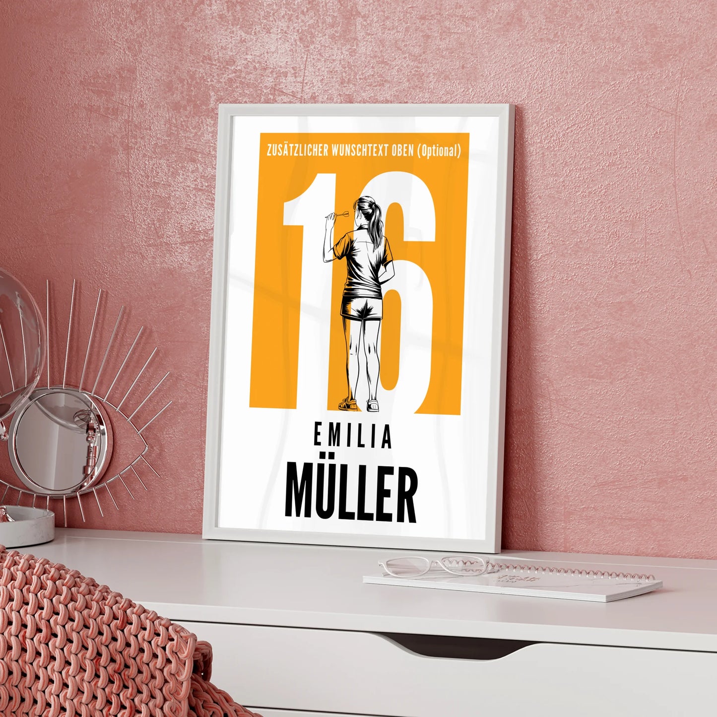 Poster Personalisiert Dart Dartspielerin Geschenk für Mädchen Turnier