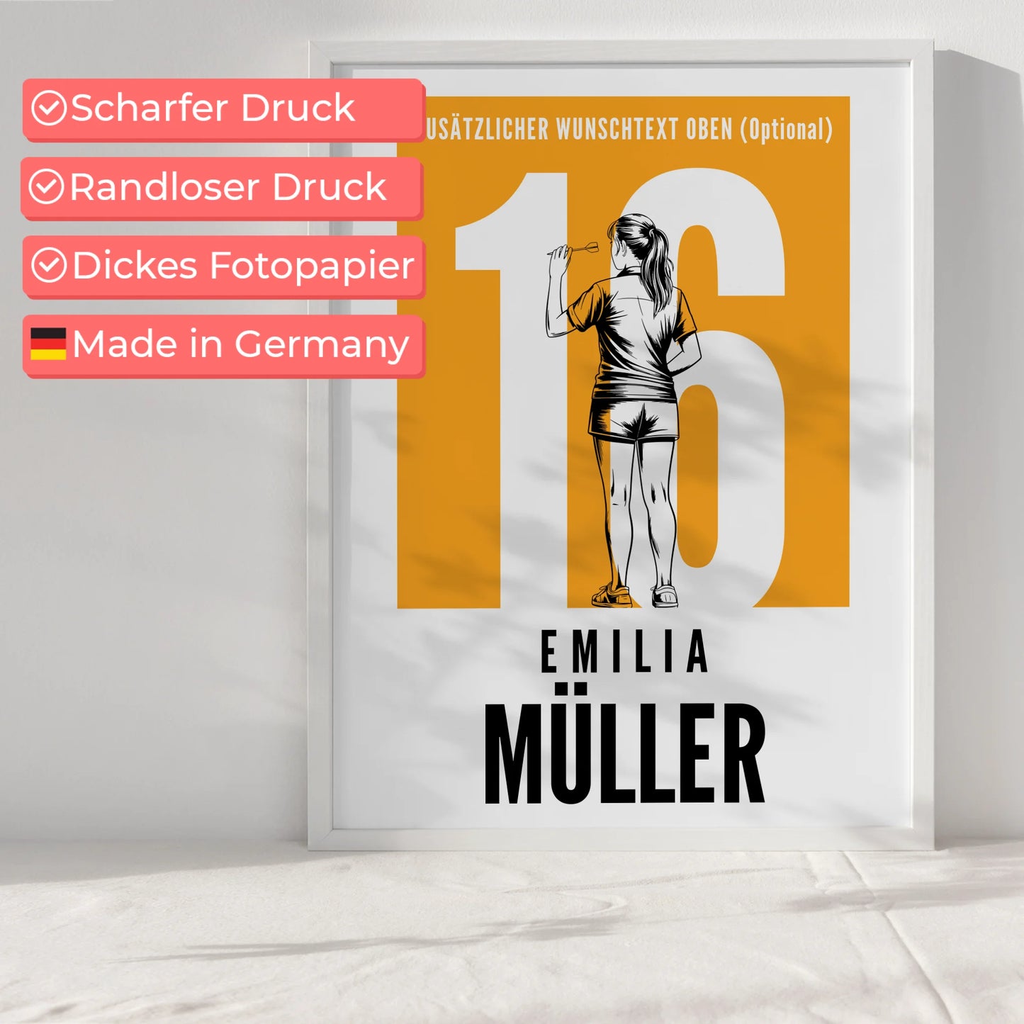 Poster Personalisiert Dart Dartspielerin Geschenk für Mädchen Turnier