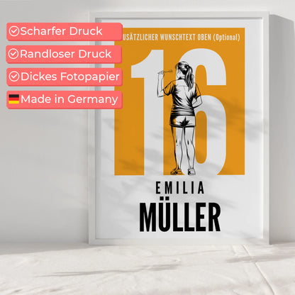 Poster Personalisiert Dart Dartspielerin Geschenk für Mädchen Turnier