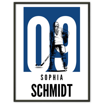 Sport Poster Eishockey Eishockeyspielerin Geschenk für Mädchen Turnier Urkunde