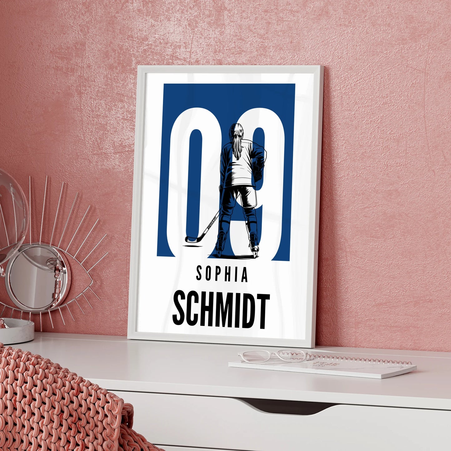 Sport Poster Eishockey Eishockeyspielerin Geschenk für Mädchen Turnier Urkunde