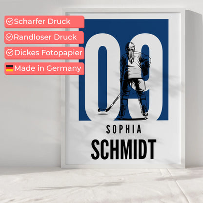 Sport Poster Eishockey Eishockeyspielerin Geschenk für Mädchen Turnier Urkunde