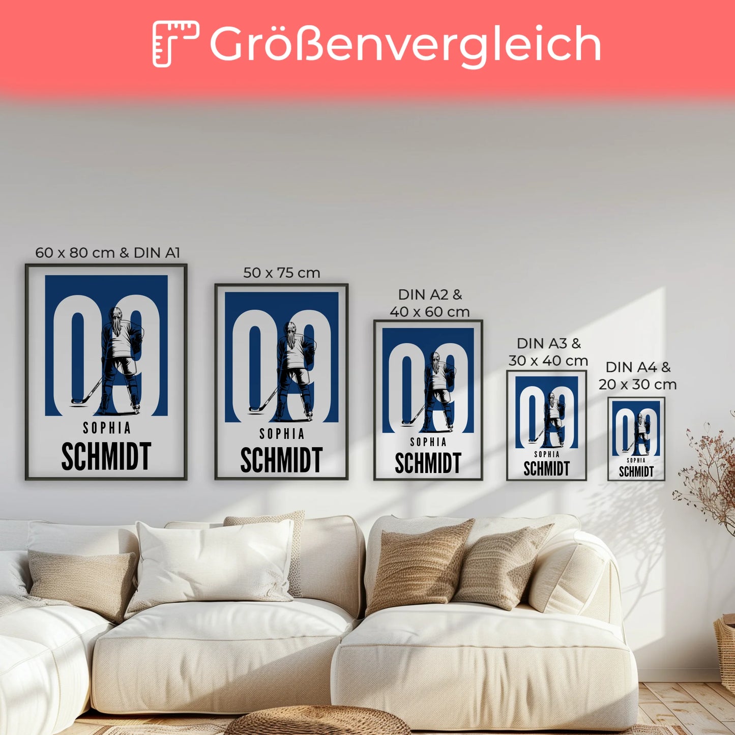 Sport Poster Eishockey Eishockeyspielerin Geschenk für Mädchen Turnier Urkunde