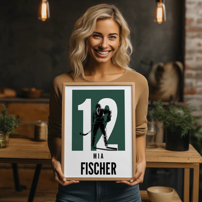 Personalisiertes Poster Eishockey Eishockeyspielerin Geschenk für Tocher Freundin