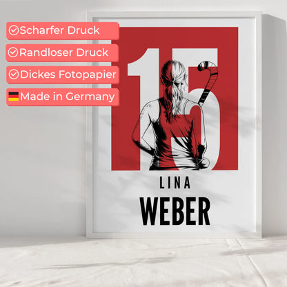 Sport Poster Feldhockey Feldhockeyspielerin Geschenk für Mädchen Turnier