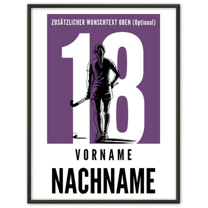 Poster Feldhockey Feldhockeyspielerin Geschenk für Mädchen Turnier Urkunde