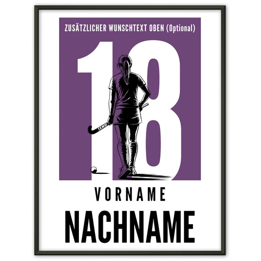 Poster Feldhockey Feldhockeyspielerin Geschenk für Mädchen Turnier Urkunde