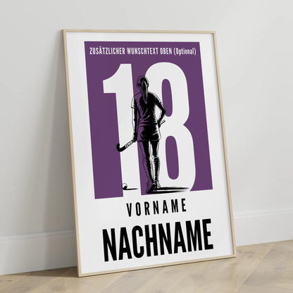 Poster Feldhockey Feldhockeyspielerin Geschenk für Mädchen Turnier Urkunde