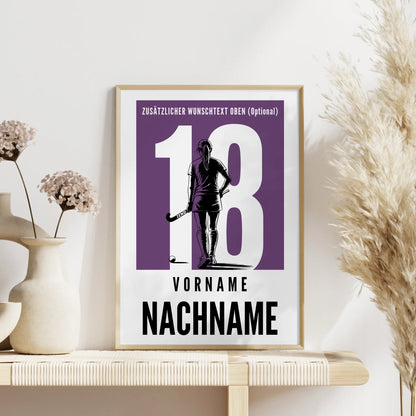 Poster Feldhockey Feldhockeyspielerin Geschenk für Mädchen Turnier Urkunde