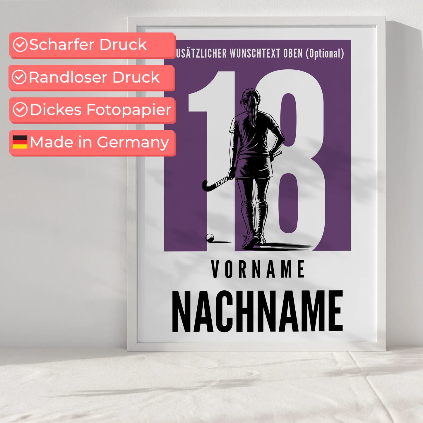 Poster Feldhockey Feldhockeyspielerin Geschenk für Mädchen Turnier Urkunde