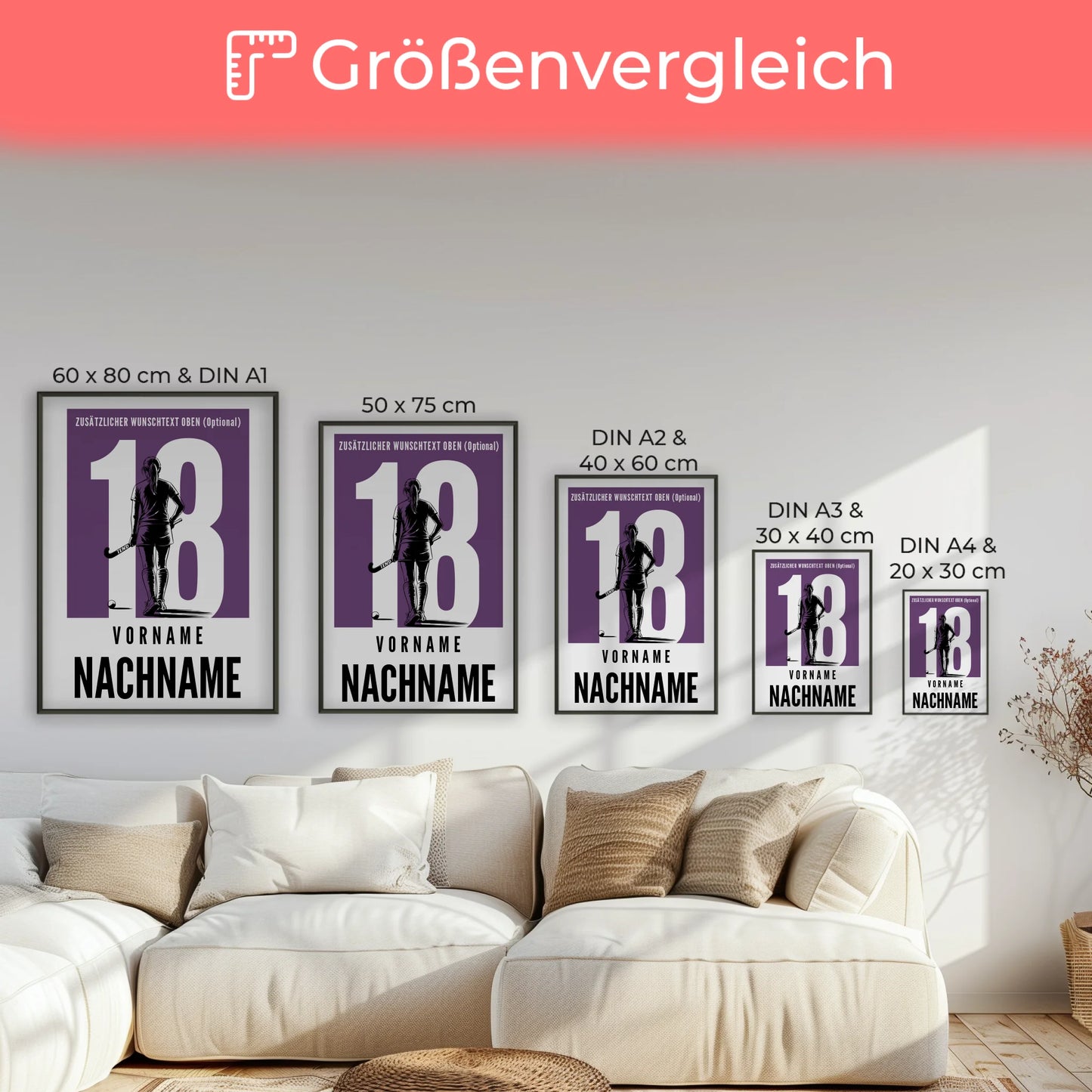 Poster Feldhockey Feldhockeyspielerin Geschenk für Mädchen Turnier Urkunde