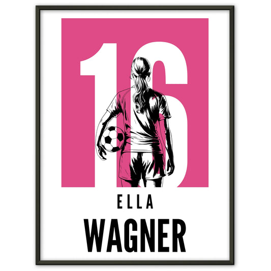 Personalisiertes Poster Fußball Fußballerin Geschenk für Tocher Mama Tante Freundin