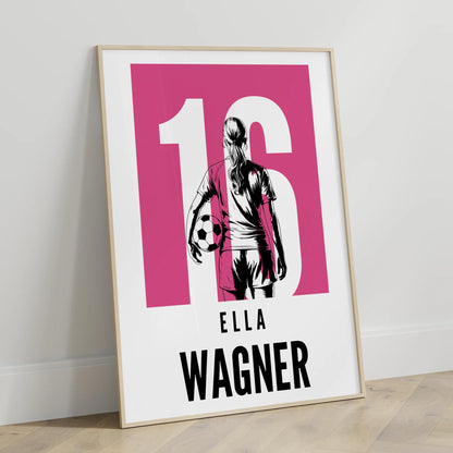 Personalisiertes Poster Fußball Fußballerin Geschenk für Tocher Mama Tante Freundin