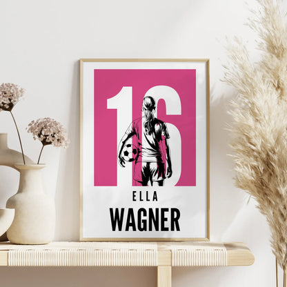 Personalisiertes Poster Fußball Fußballerin Geschenk für Tocher Mama Tante Freundin