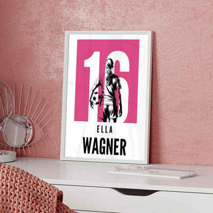 Personalisiertes Poster Fußball Fußballerin Geschenk für Tocher Mama Tante Freundin