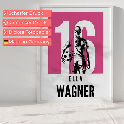 Personalisiertes Poster Fußball Fußballerin Geschenk für Tocher Mama Tante Freundin