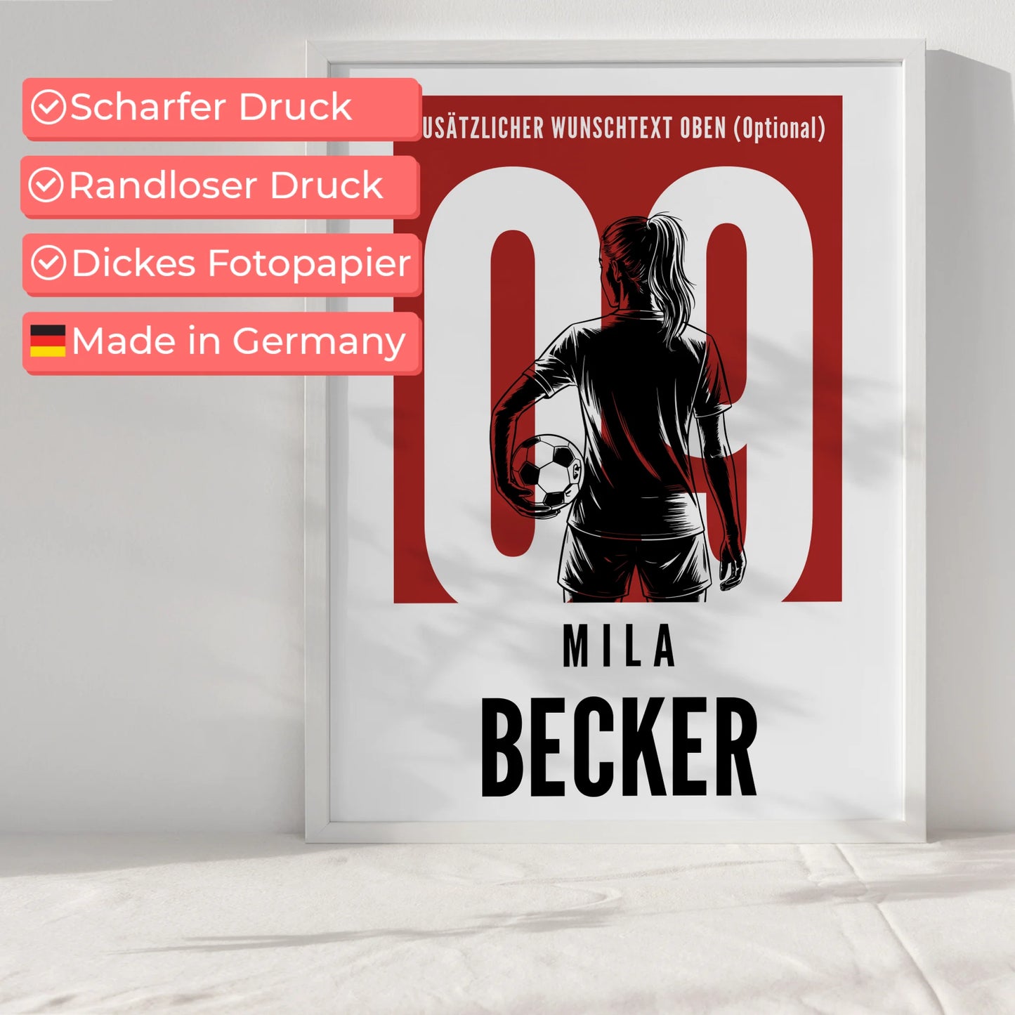 Poster Personalisiert Fußball Fußballerin Geschenk für Tocher Freundin