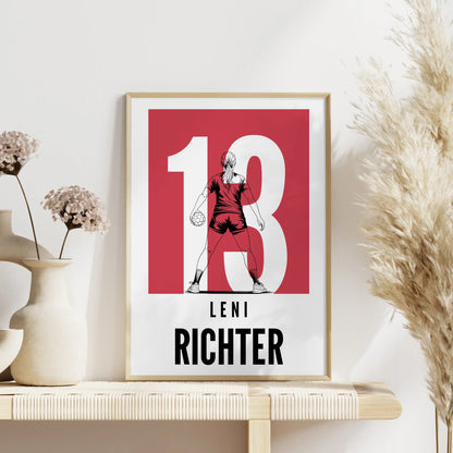 Personalisiertes Poster Handball Handballerin Geschenk für Mädchen Turnier Urkunde