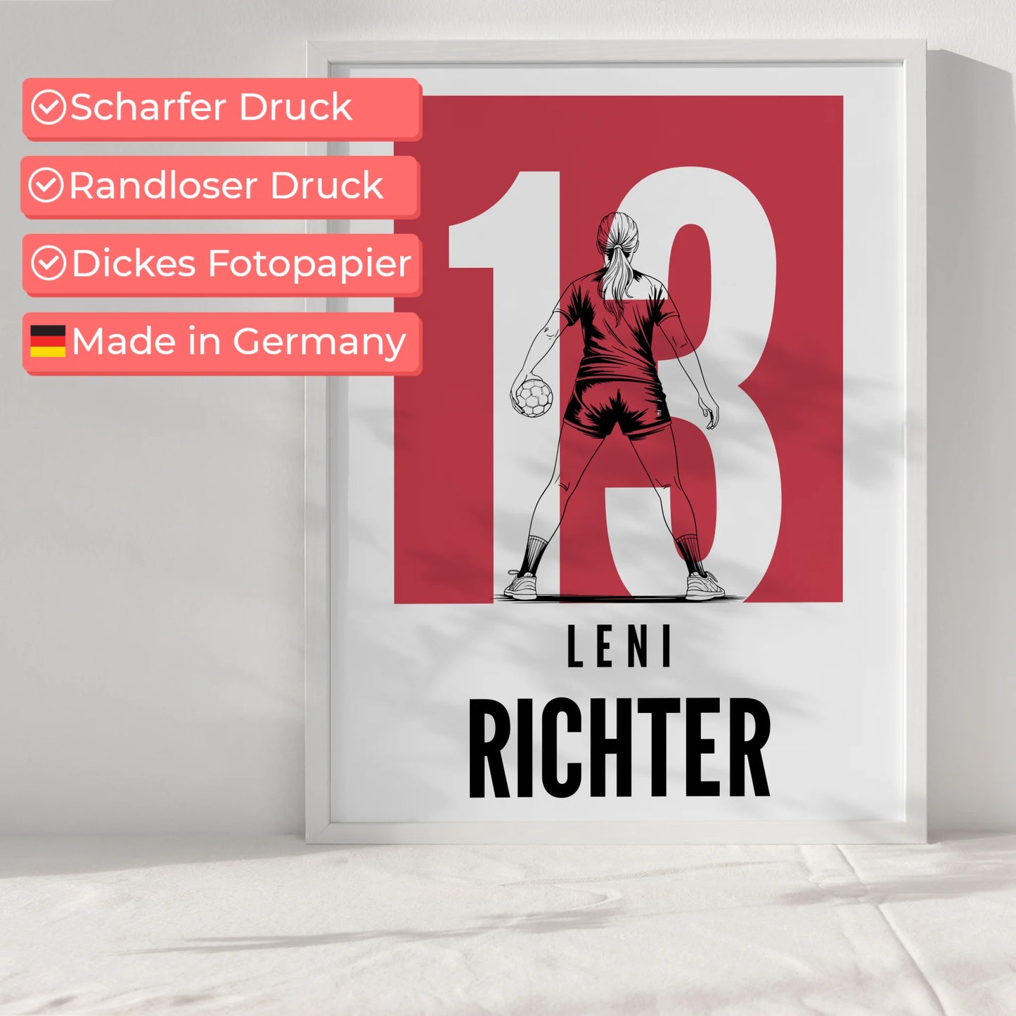 Personalisiertes Poster Handball Handballerin Geschenk für Mädchen Turnier Urkunde