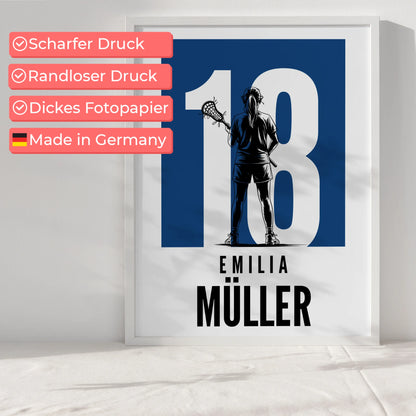 Sport Poster Lacrosse Lacrossespielerin Geschenk für Tocher Freundin