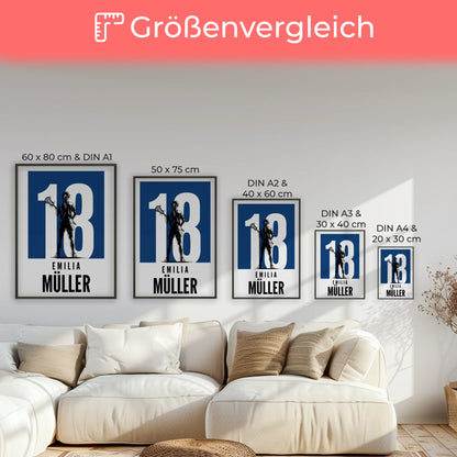 Sport Poster Lacrosse Lacrossespielerin Geschenk für Tocher Freundin