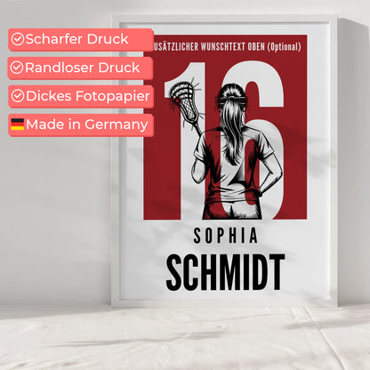Poster Lacrosse Lacrossespielerin Geschenk für Tochter