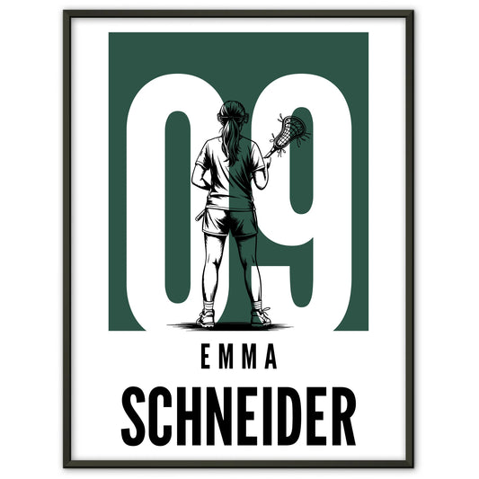 Personalisiertes Poster Lacrosse Lacrossespielerin Geschenk für Mädchen Turnier
