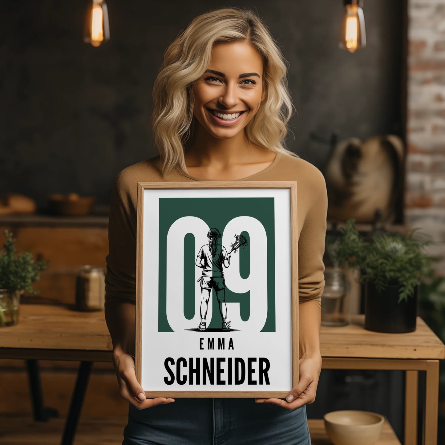 Personalisiertes Poster Lacrosse Lacrossespielerin Geschenk für Mädchen Turnier