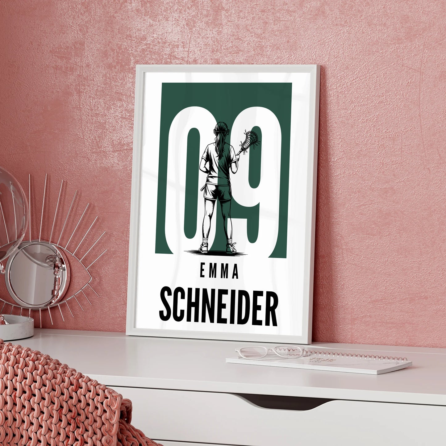 Personalisiertes Poster Lacrosse Lacrossespielerin Geschenk für Mädchen Turnier