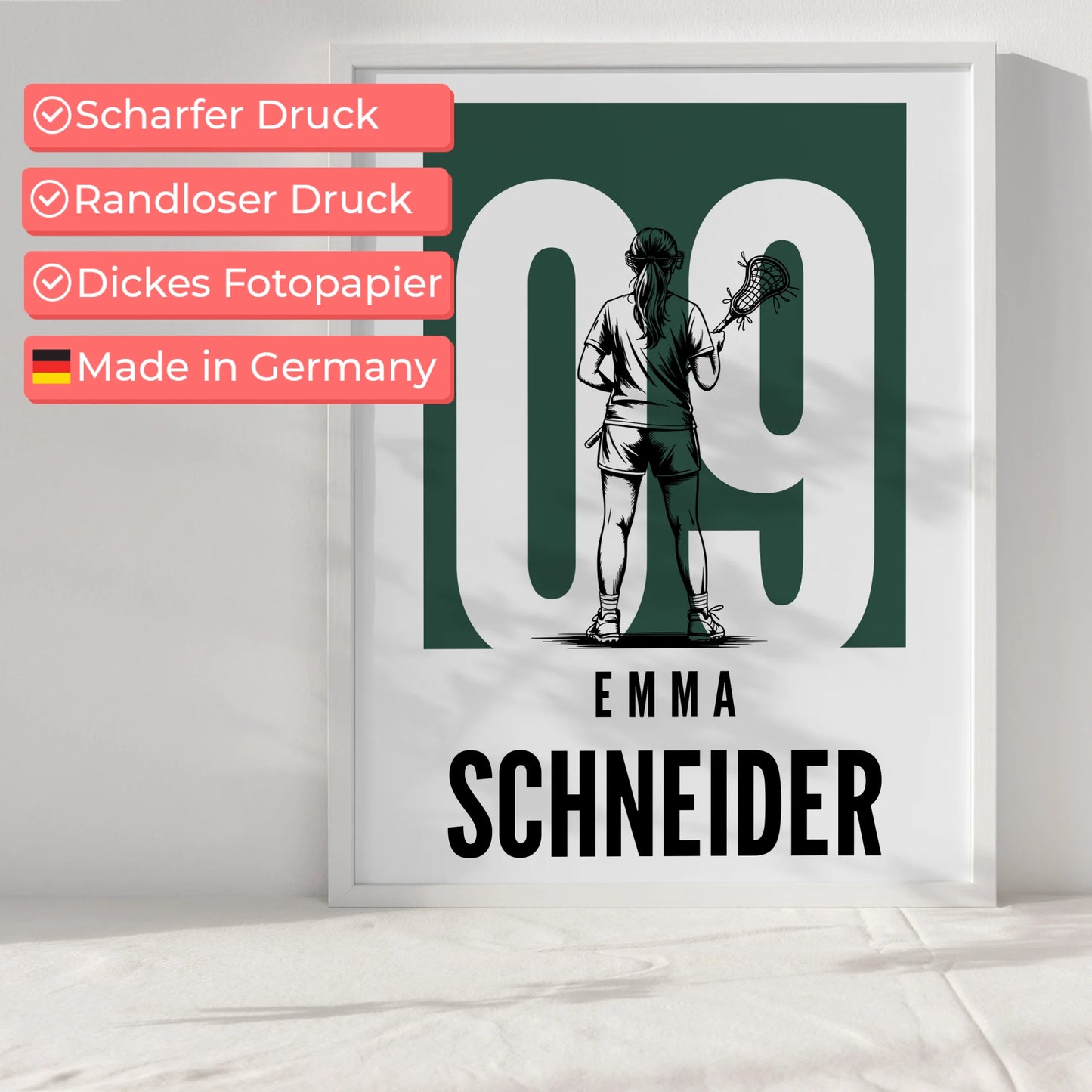 Personalisiertes Poster Lacrosse Lacrossespielerin Geschenk für Mädchen Turnier