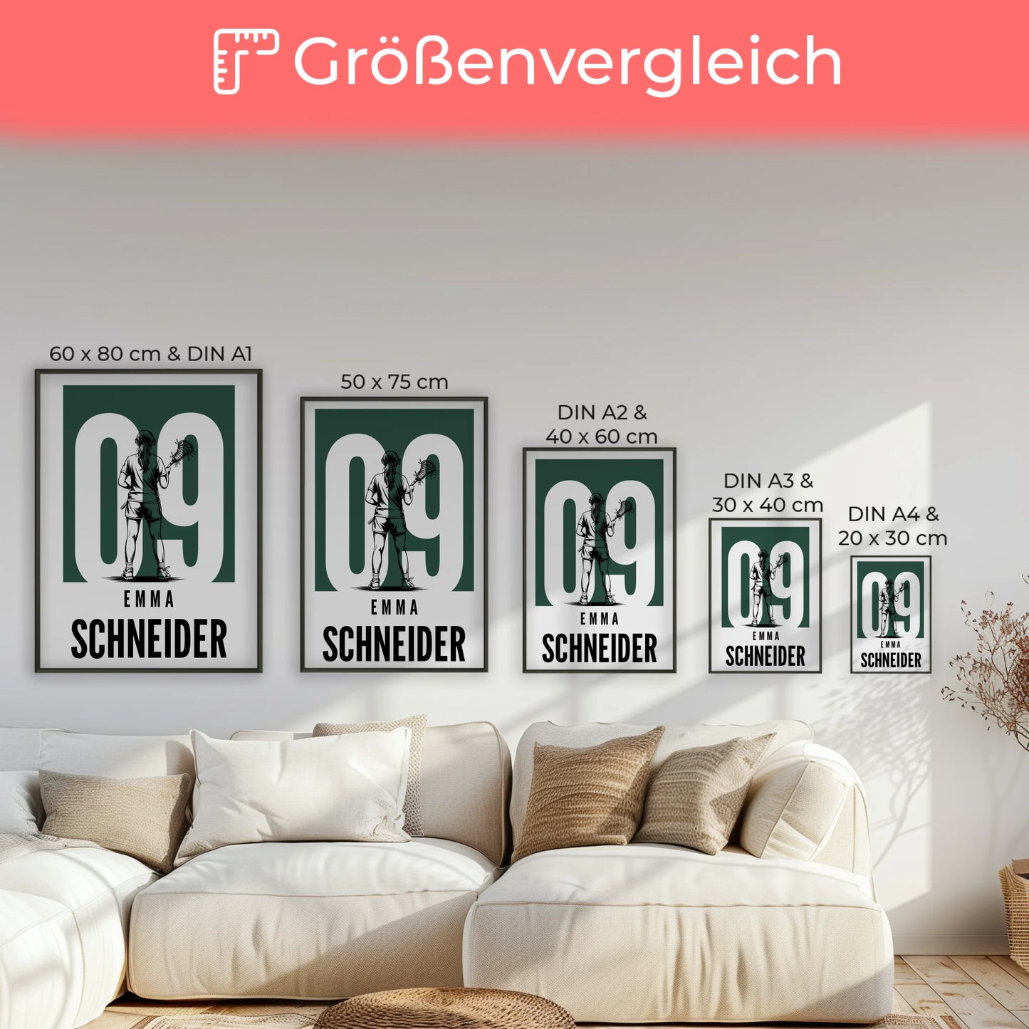 Personalisiertes Poster Lacrosse Lacrossespielerin Geschenk für Mädchen Turnier