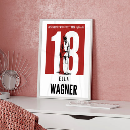 Poster Personalisiert Polo Polospielerin Geschenk für Mädchen Turnier