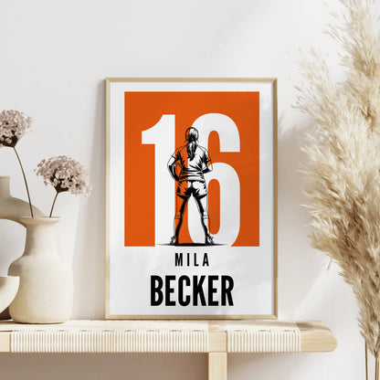 Sport Poster Rugby Rugbyspielerin Geschenk für Mädchen Turnier Urkunde