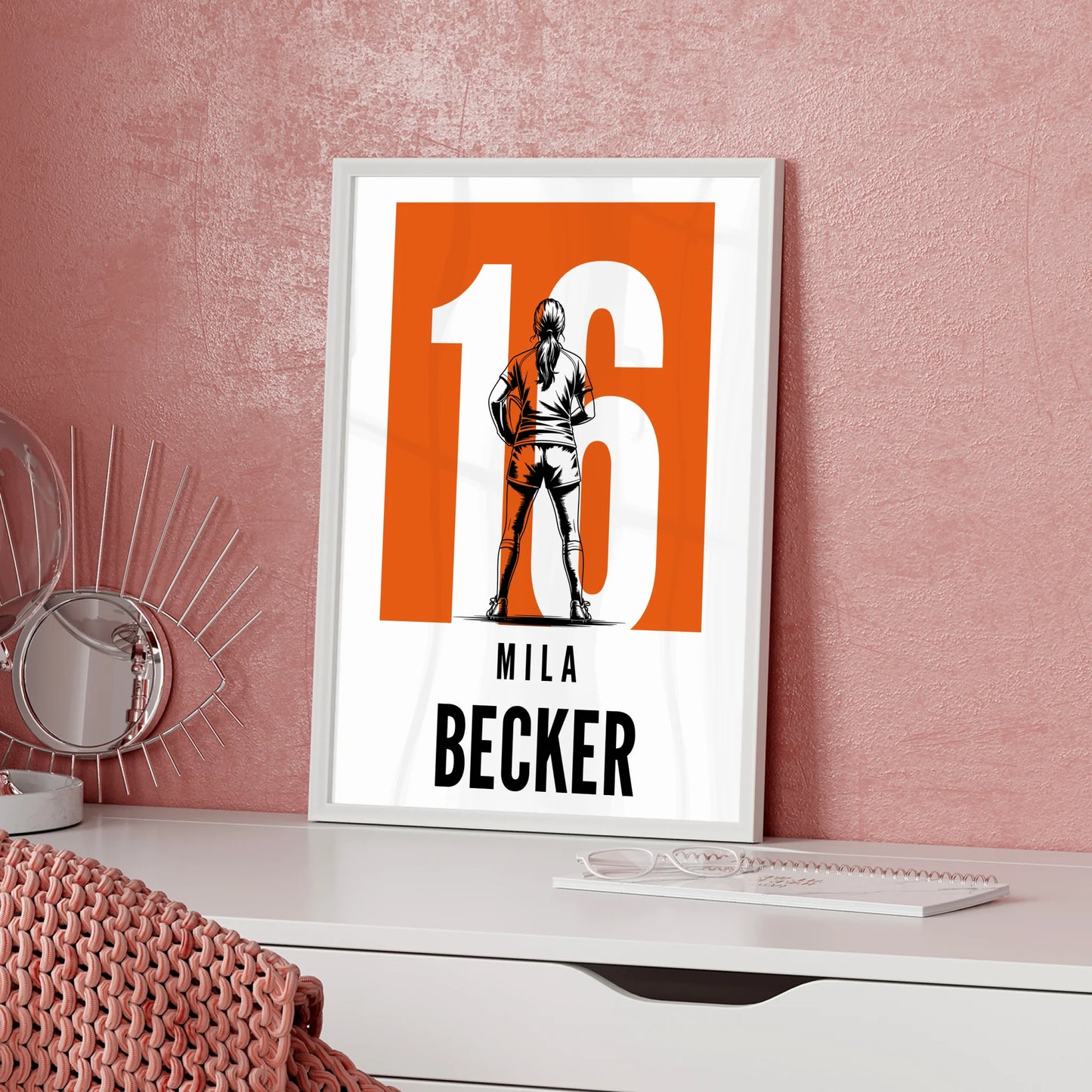 Sport Poster Rugby Rugbyspielerin Geschenk für Mädchen Turnier Urkunde