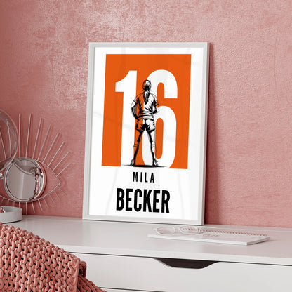 Sport Poster Rugby Rugbyspielerin Geschenk für Mädchen Turnier Urkunde