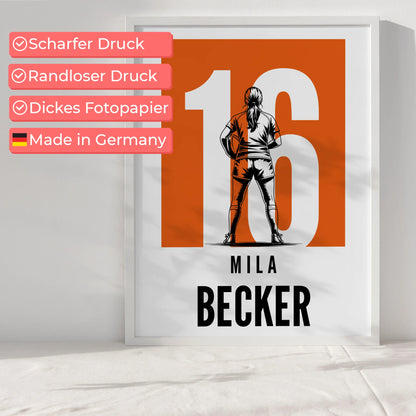 Sport Poster Rugby Rugbyspielerin Geschenk für Mädchen Turnier Urkunde