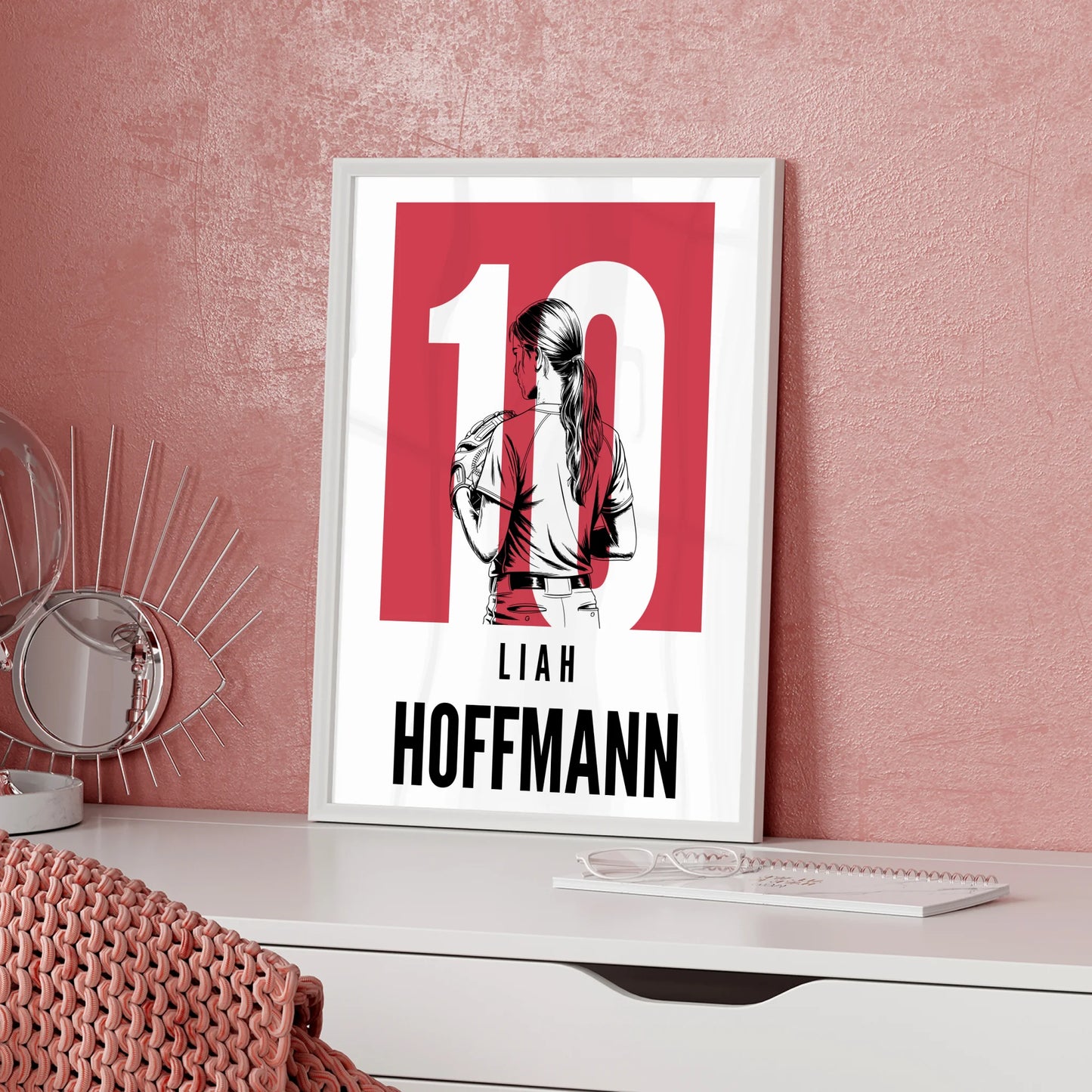 Personalisiertes Poster Softball Softballspielerin Geschenk für Tocher Freundin