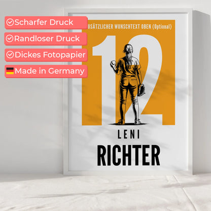 Poster Personalisiert Softball Softballspielerin Geschenk für Tochter
