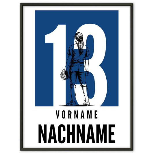 Sport Poster Softball Softballspielerin Geschenk für Mädchen Turnier