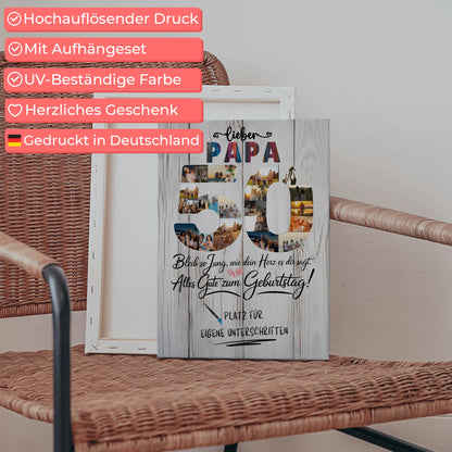 Personalisierte Fotoleinwand mit Unterschriften Papa 50 Geburtstag