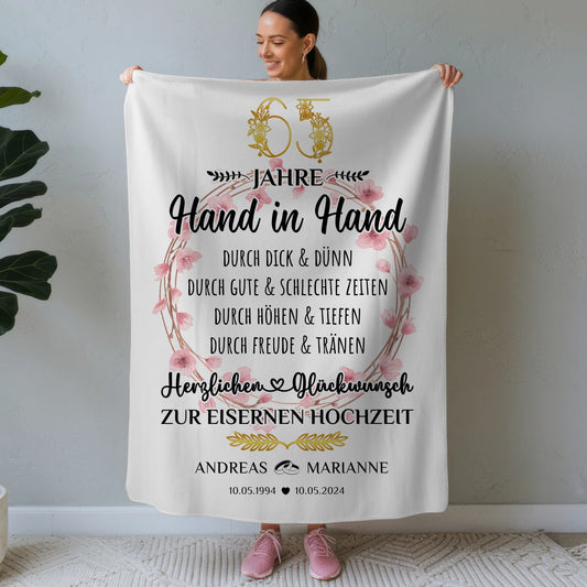 Personalisierte Decke Geschenk zum 65 Hochzeitstag Eiserne Hochzeit